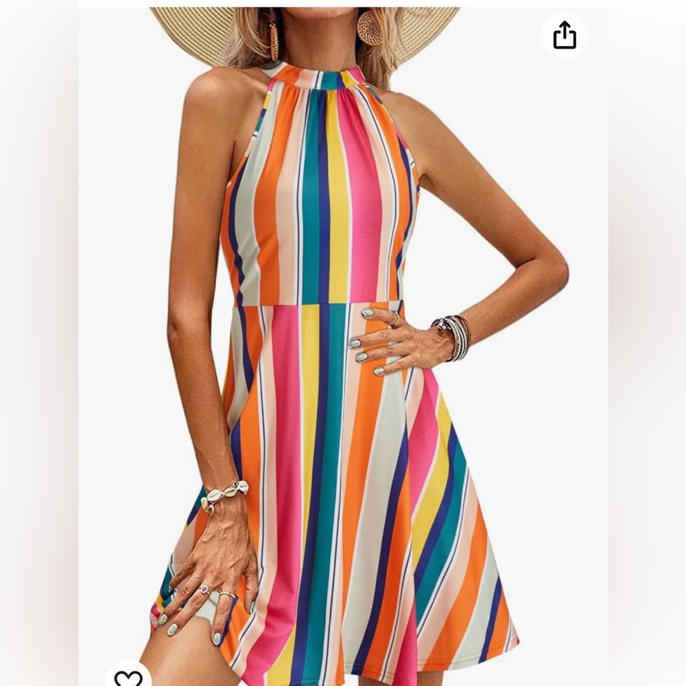 Halter neck summer casual sundress, size L